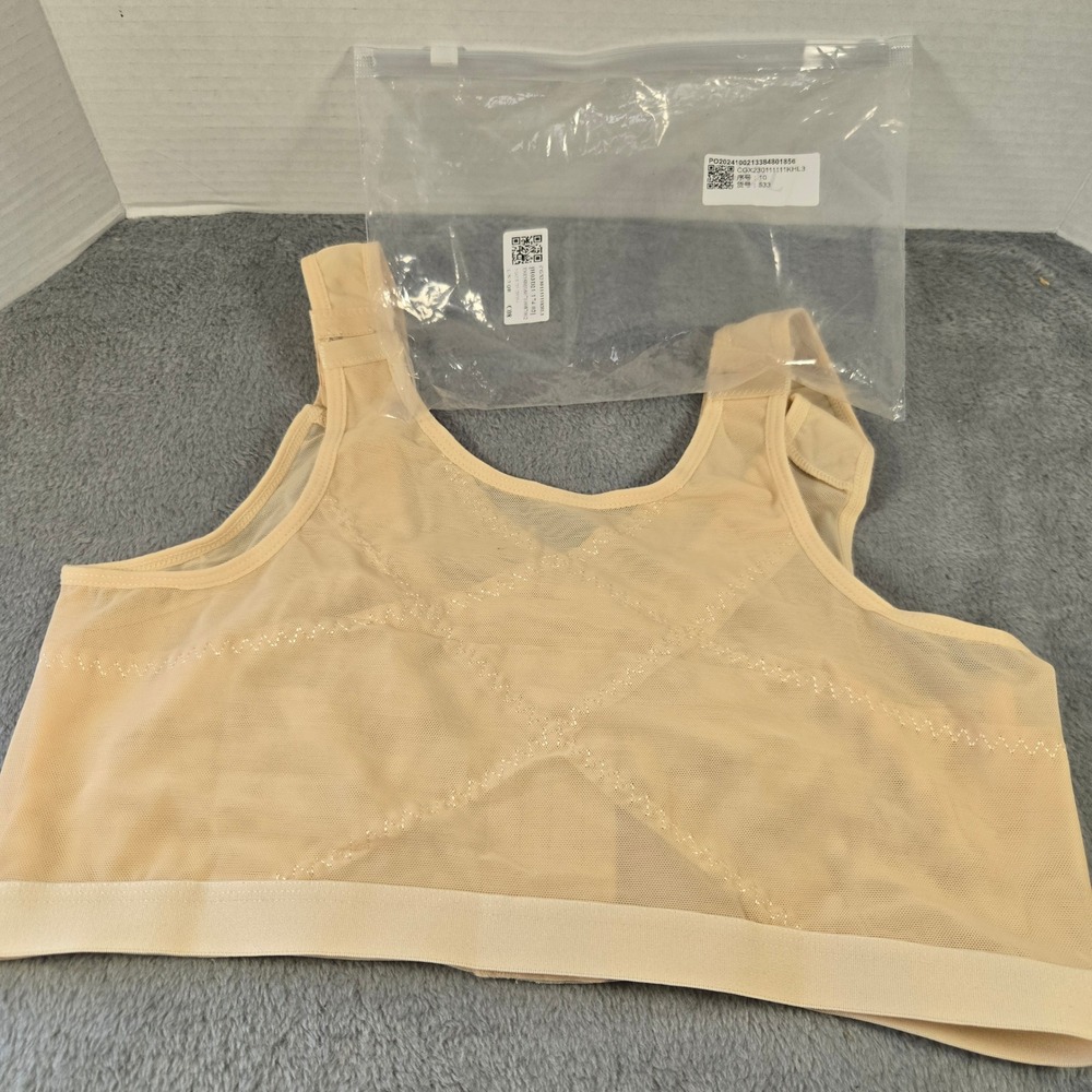 Womens Nude Mesh Posture Corrector Compression Vest Front Closure 3XL CGX230111